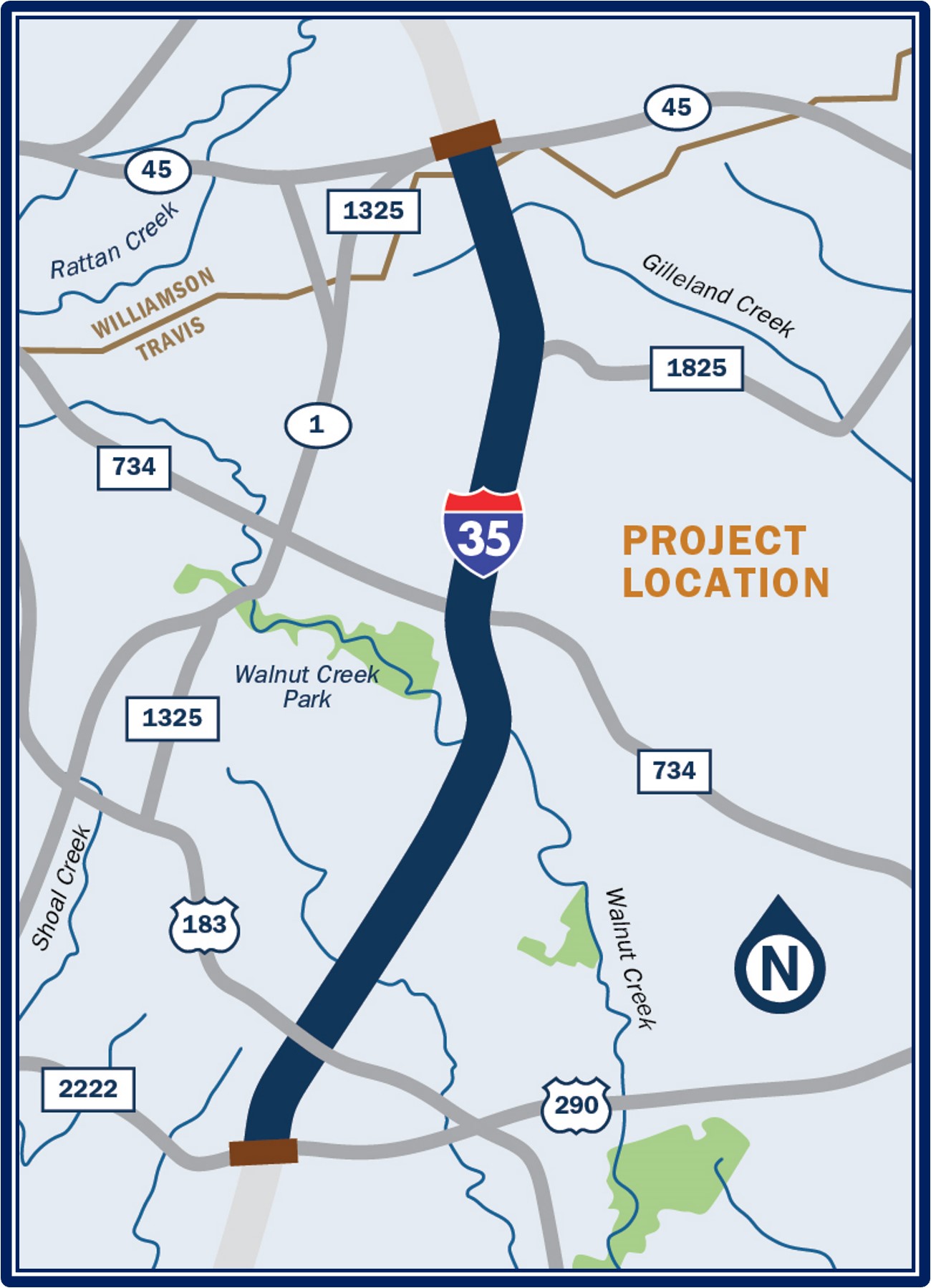 Map of I-35 Capital Express North